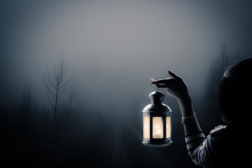Artwork Creepy Fog Lanterns Light Situations Women