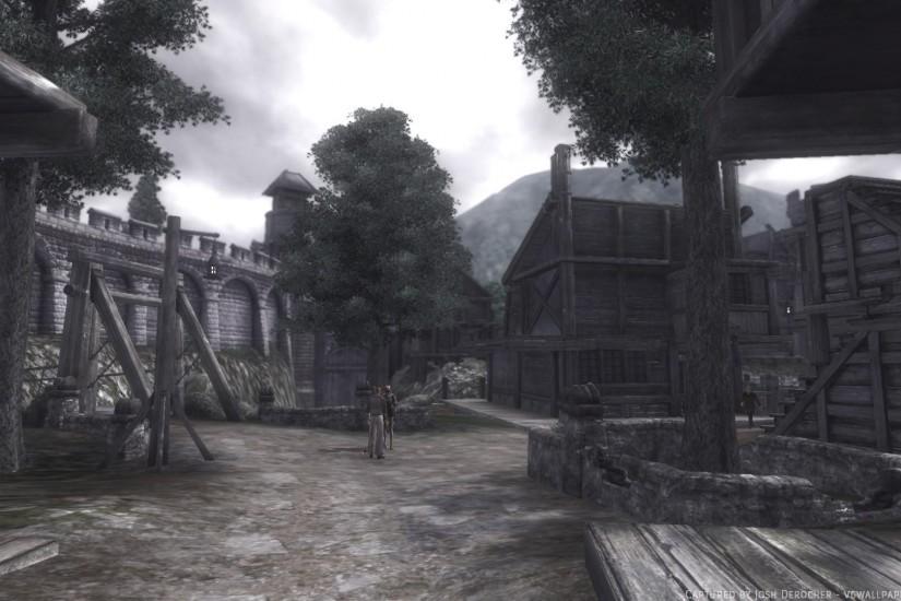 A city street - a screnshot from The Elder Scrolls IV: Oblivion. Click image