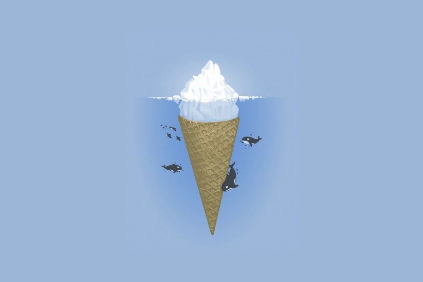 2560x1600 Wallpaper ocean, iceberg, minimalism, killer whales, ice cream,  sea