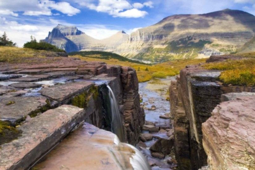 Waterfalls Falls Glacier National Park Nature Wallpaper PC Desktop HD