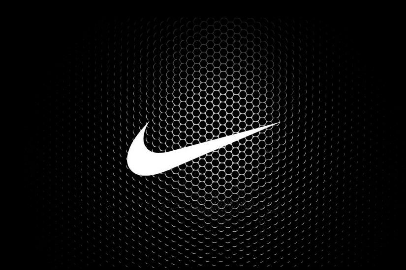 Free Download of White Nike Logo Wallpaper with Hexagonal Background