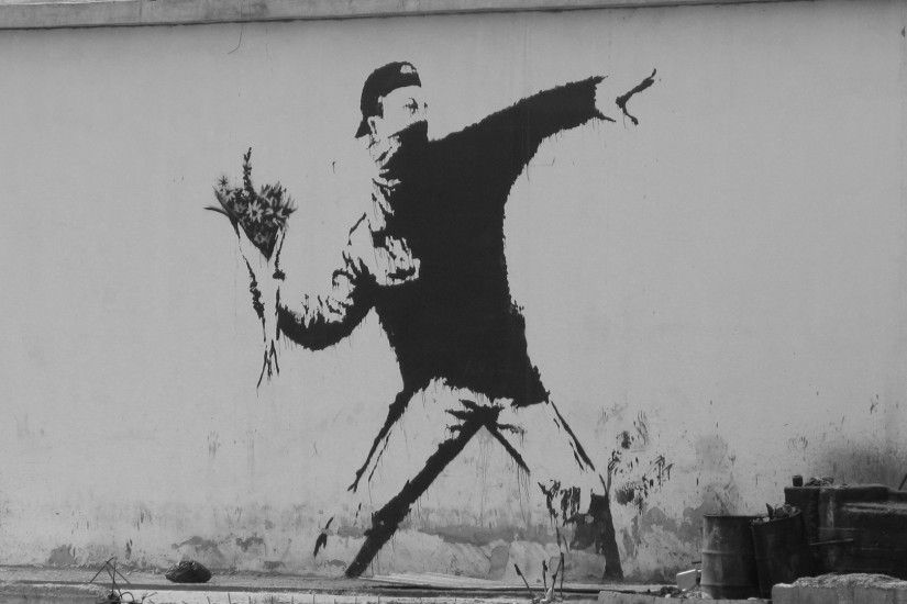 ... 1920x1080 Banksy Flower Thrower, Banksy, Street Art, Streetart