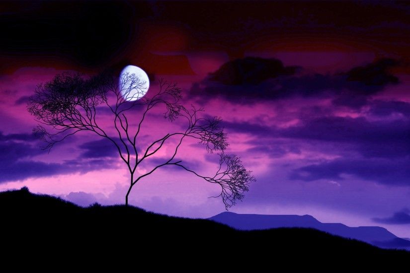 Cool purple sky moon wallpaper HD backgrounds.