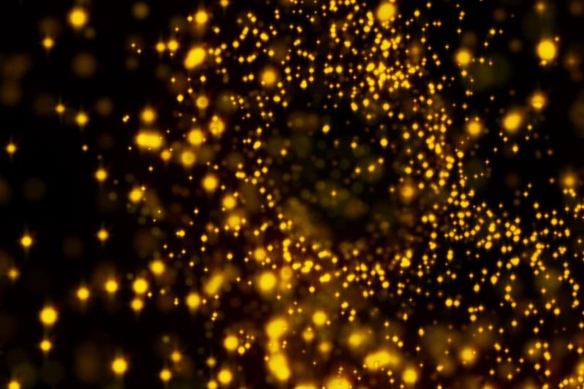 Background gold movement. Universe gold dust with stars on black background.  Motion abstract of