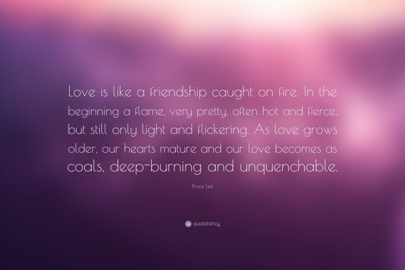 Bruce Lee Quote: “Love is like a friendship caught on fire. In the
