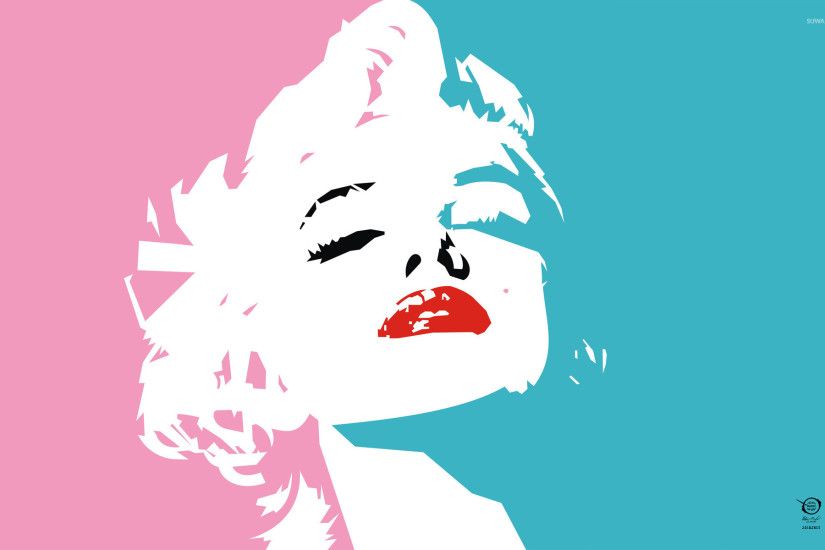 Marylin Monroe with red lips wallpaper