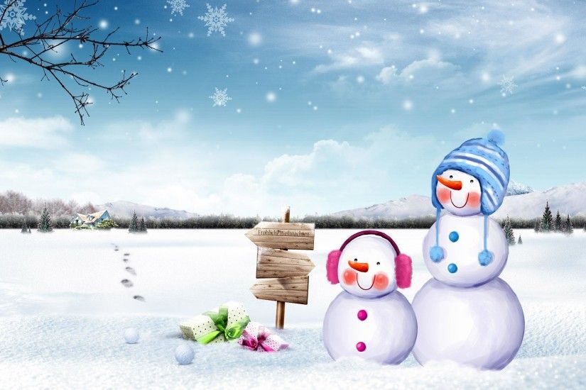 Cute Snowman HD Background Wallpaper.