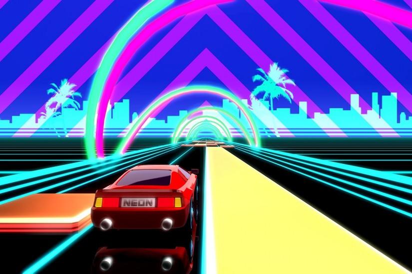 [iOS] Neon Drive - '80s Style Arcade Game - Gameplay - YouTube