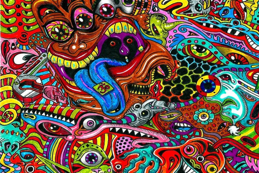 Preview wallpaper drawing, surreal, colorful, psychedelic 2048x2048
