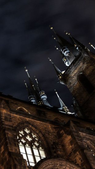Preview wallpaper cathedral, angle, facade, gothic, dark, hdr 1440x2560