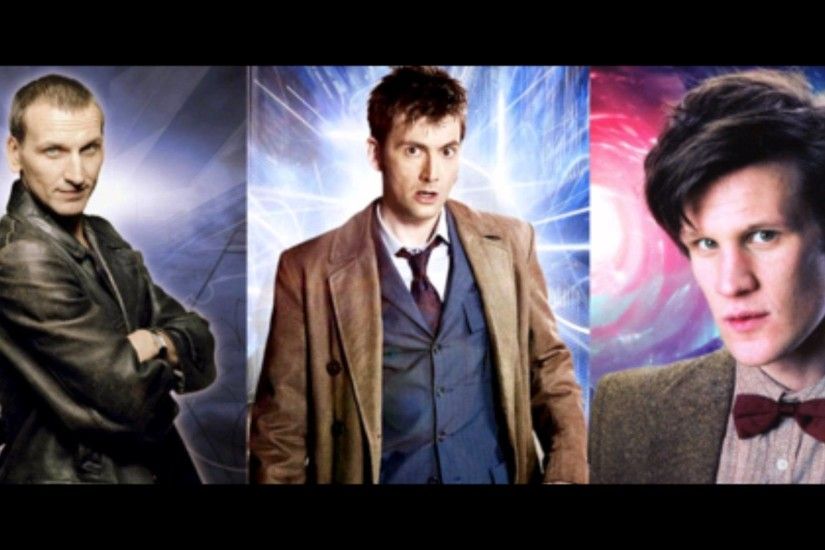 Christopher Eccleston as the Ninth Doctor, David Tennant as the Tenth Doctor,  and Matt