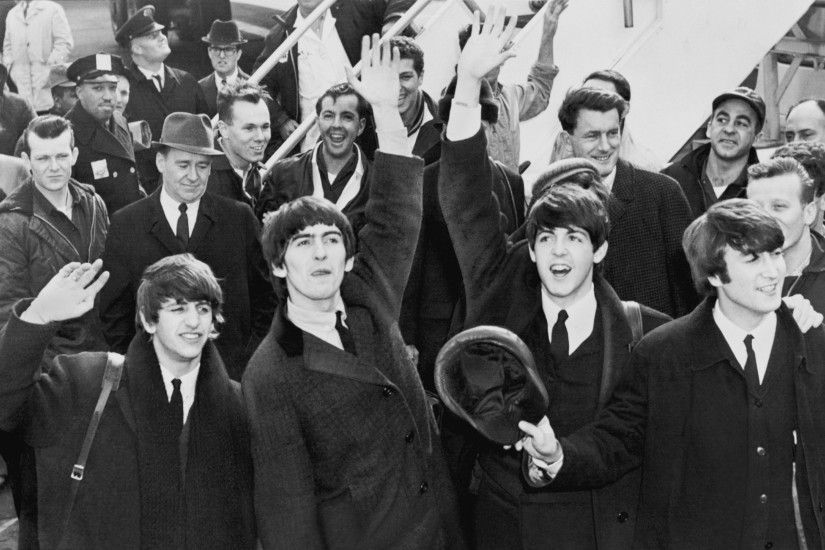people monochrome team musician The Beatles Person Ringo Starr audience John  Lennon Paul McCartney George Harrison