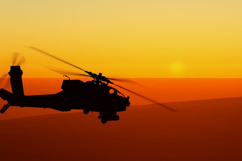 Apache Gunship into the Sunset [1920x1080] ...