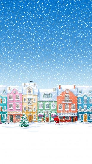 Snowy Town Santa Claus Delivering Christmas Presents iPhone 6 wallpaper