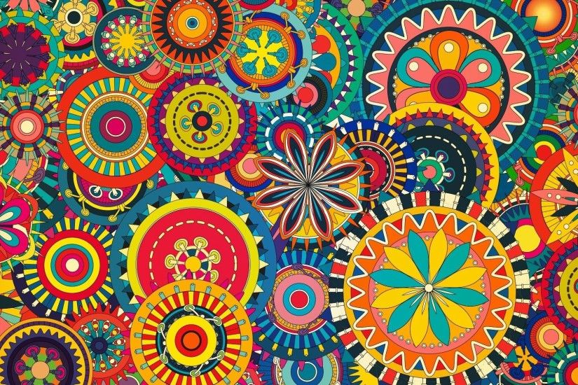 1920x1080 Multicolored Floral Shapes desktop PC and Mac wallpaper