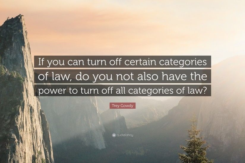 Trey Gowdy Quote: “If you can turn off certain categories of law, do