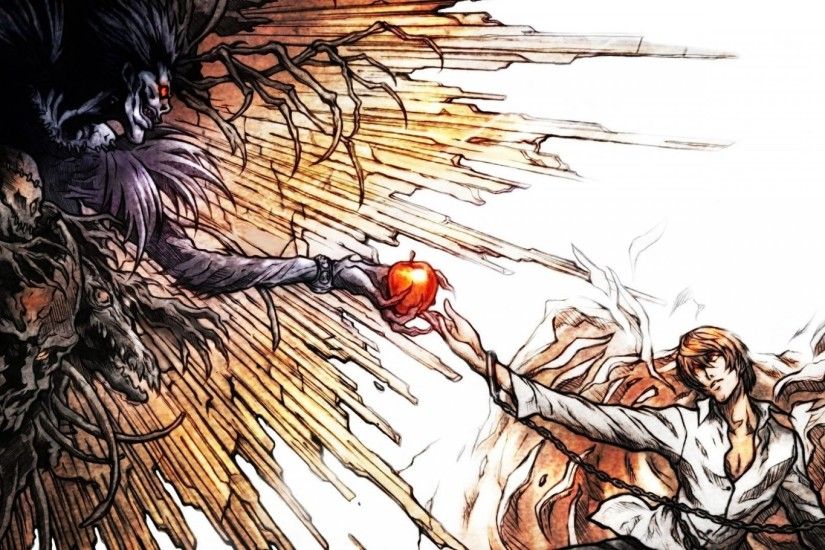 Preview wallpaper death note, light yagami, ryuk, the creation of adam, art