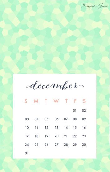 December - Free Calendar Printables 2017 by Nazuk Jain