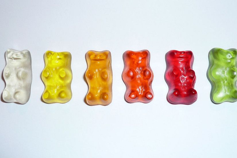 Gummy Bears in a White Surface
