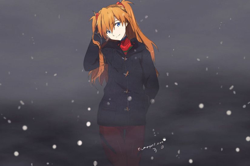 An Asuka winter wallpaper [Evangelion] ...