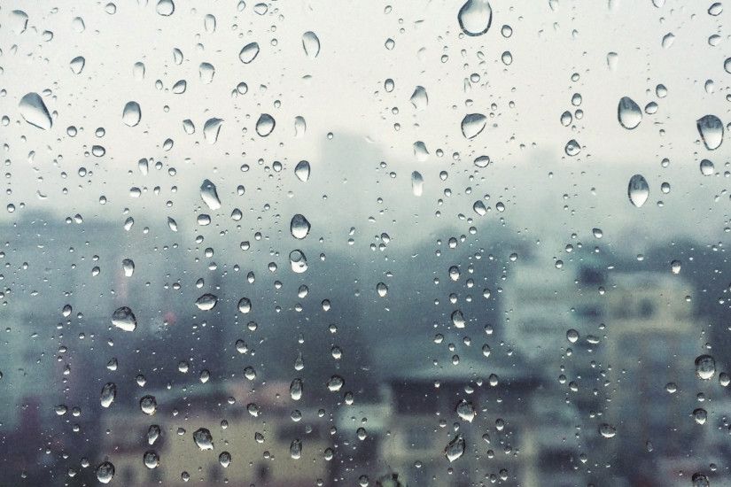 2048x2048 Wallpaper rain, window, glass, buildings, drops