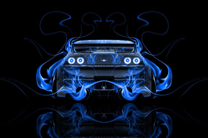... Nissan-Skyline-GTR-R33-JDM-Back-Blue-Fire- ...