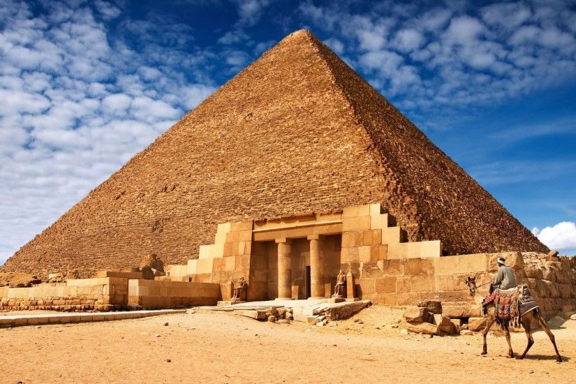 Ancient - Egyptian Pyramid Camel Entrance Amazing Ancient Orange Rocks Sky  Stunning Sand Old Sahara Desert