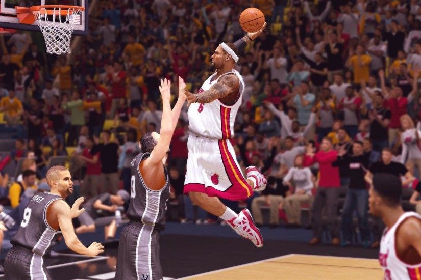 LeBron James dunking, Miami Heat, NBA 2K14 - 1920x1080 - Full HD .
