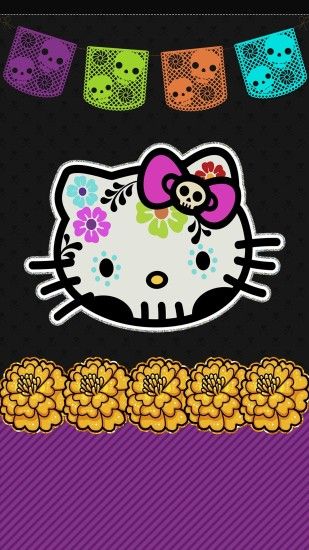Hello Kitty cell phone wallpaper, lock screen pic, dia de los muertos, day