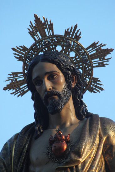 Statue of the Sacred Heart of Jesus in procession; Nervion, Seville, Spain