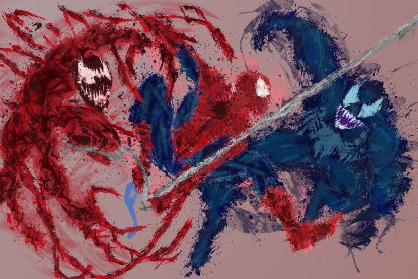 Paint splatter wallpaper with Spidey, Venom, and Carnage I made.