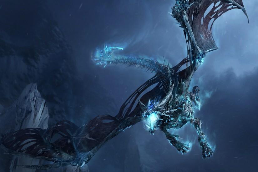 Video Game - World Of Warcraft Fantasy Keyblade Dragon Ice Flying Wallpaper