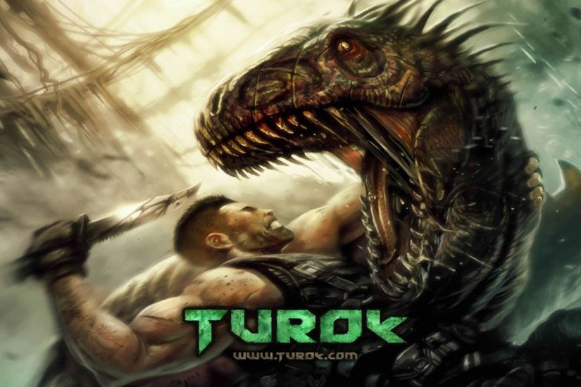 Turok Attacking Dinosaur With Knife