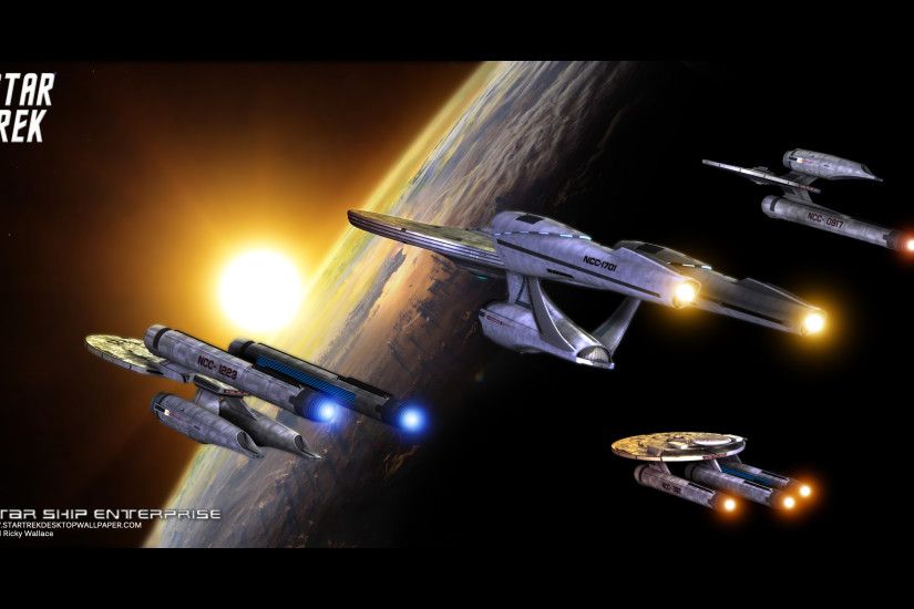 USS Enterprise with other Starfleet starships