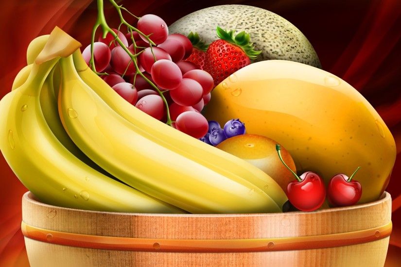 Healthy HD Fruit Basket Wallpaper