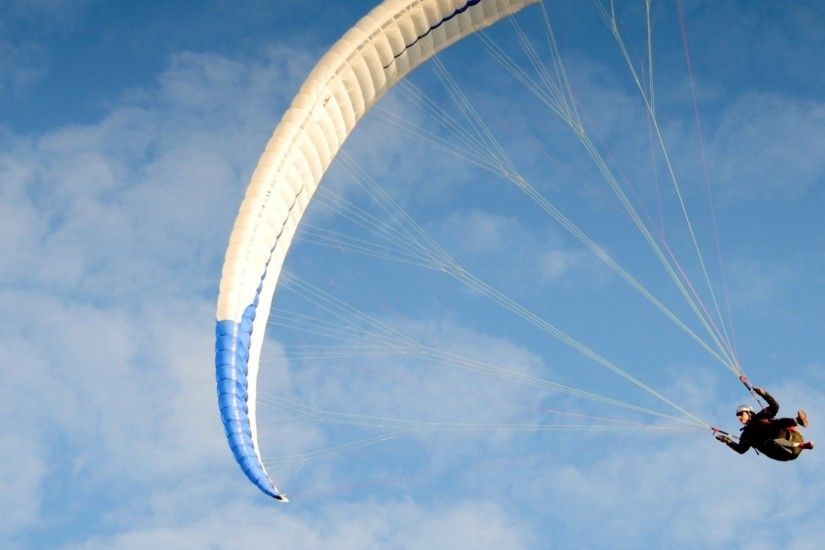 Preview wallpaper parachute, jump, flight, sportsman, sky 1920x1080