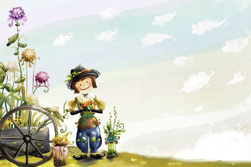 Flower Doll Funny Cartoon Desktop Wallpaper