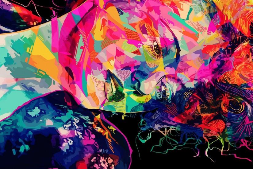 abstract art colour women face hd wallpaper Wallpaper