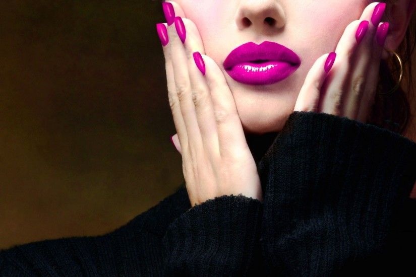 face lips lipstick girl sweater fingers manicure