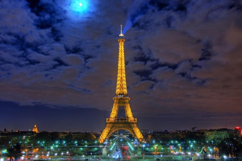 Preview wallpaper eiffel tower, paris, france, night, hdr 1920x1080