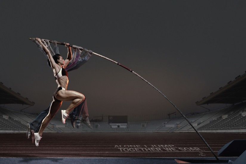 2560x1600 Wallpaper girl, athlete, pole, pole vault, advertising