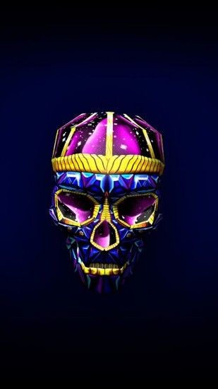 1080x1920 Wallpaper skull, art, bright, 3d