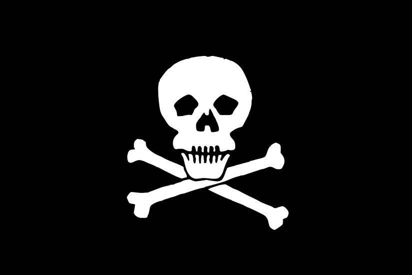 skull and crossbone on black background