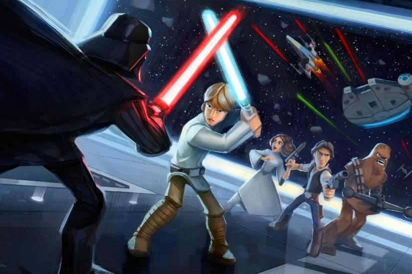Star Wars, Han Solo, Luke Skywalker, Darth Vader, Princess Leia, Chewbacca,  Millennium Falcon, Lightsaber, Disney Wallpaper HD