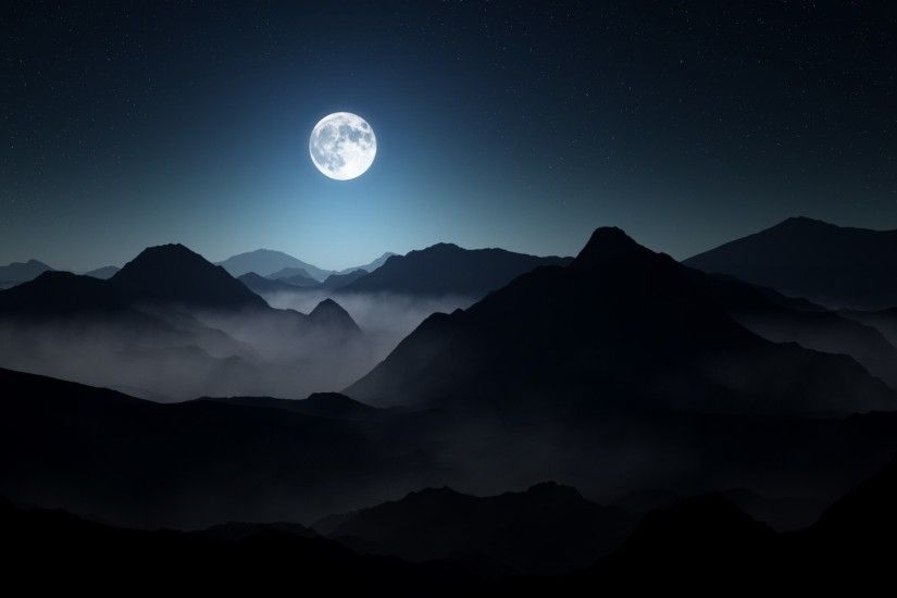 Night Tag - Darkness Foggy Mountains Nature Stars Landscape Mountain Moon  Night Photos Hd for HD