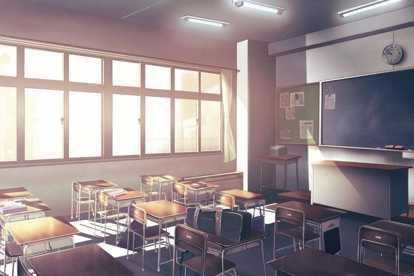 1920x1080 - anime classroom, sunlight, chairs, scenic # original resolution
