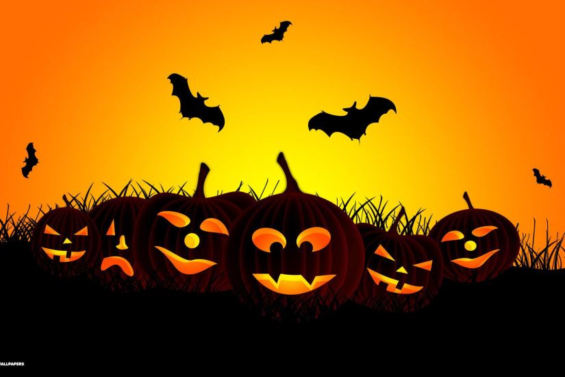 halloween jack o lanterns bats vector art holiday desktop background