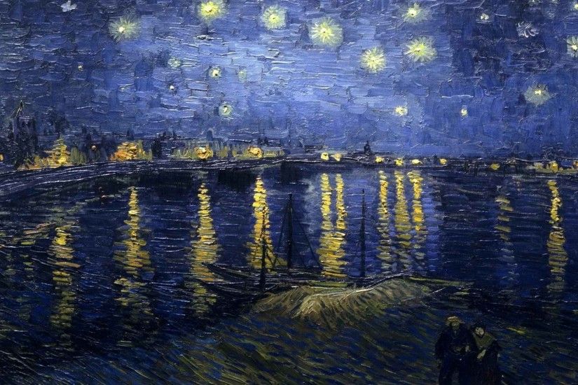 night world vincent van gogh starry night over the rhone 1920x1080 wallpaper  Art HD Wallpaper