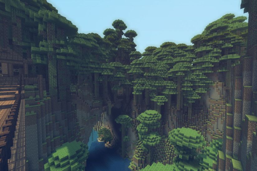 Minecraft Mountain Oasis Wallpaper