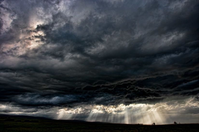 Prairie Storm: Dark Clouds, Heavy Rain and a Lightning Strike